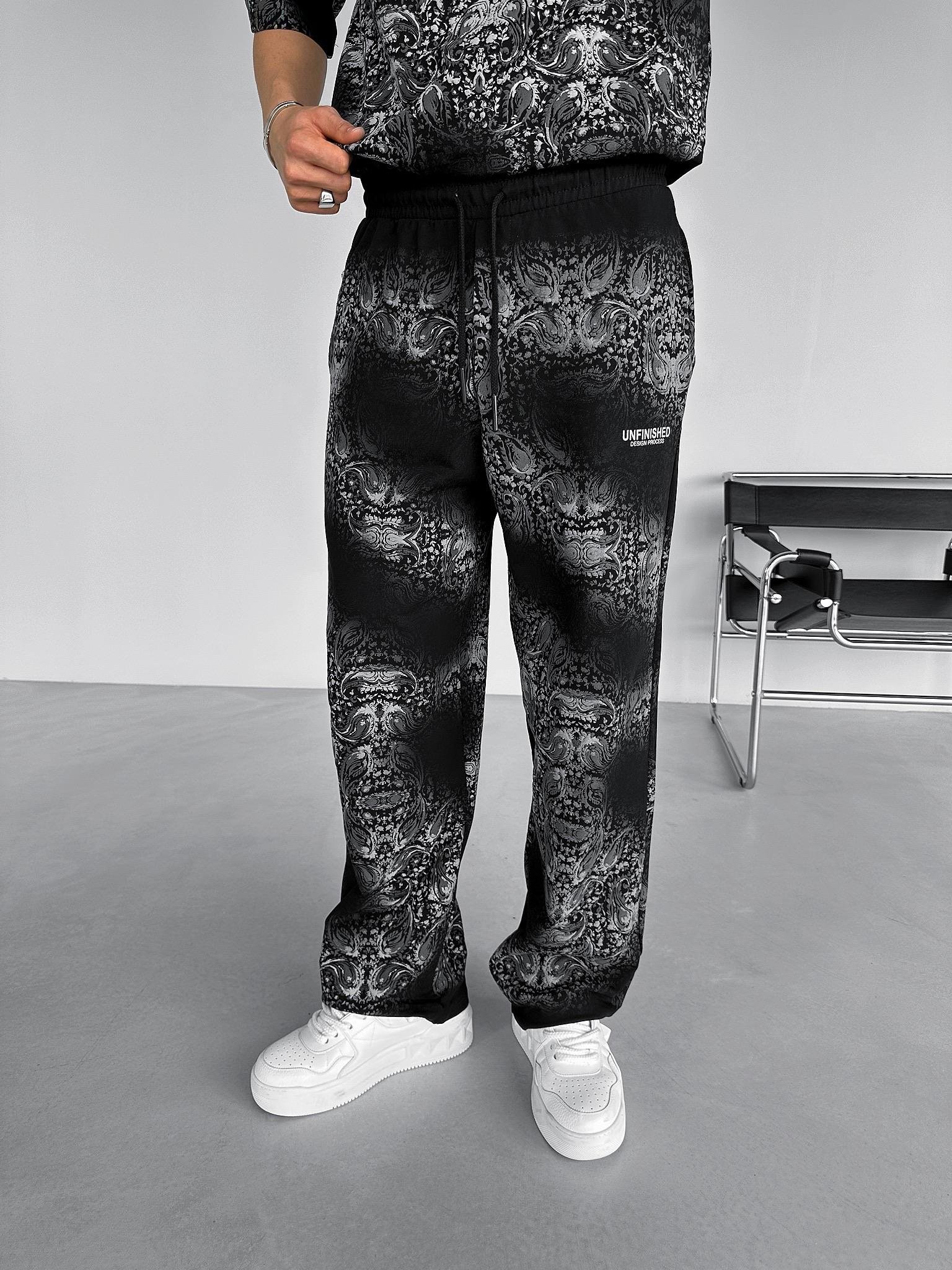 Siyah desenli baggy pantolon